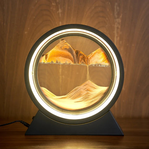 LED Light Creative Quicksand Table Lamp Moving Sand Art Picture 3D Hourglass Deep Sea Sandscape Bedroom Lamp for Home Decor Gift