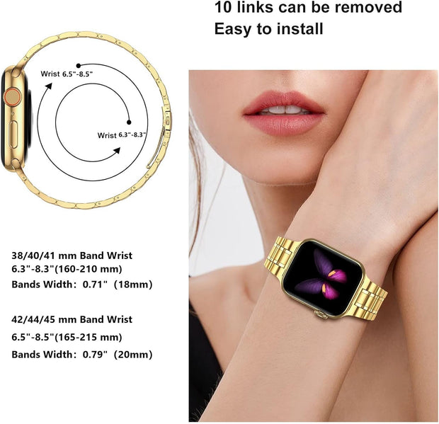 Solid Stainless Steel Band Compatible with Apple Watch 49Mm 45Mm 44Mm 42Mm 41Mm 40Mm 38Mm, Metal Strap for Iwatch Series Ultra/Ultra2/9/8/7/6/5/4/3/2/1 SE Women and Men