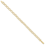 10 Karat Yellow Gold Triple Link Charm Bracelet