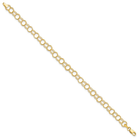 10 Karat Yellow Gold Triple Link Charm Bracelet