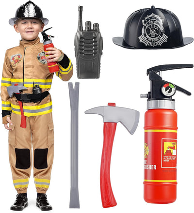 Halloween Fire Fighter Costume for Kids, Toddler Fireman Costume for Boys Dress Up