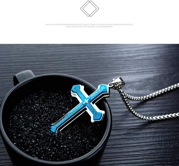 Mens Cross Pendant Necklace Large Stainless Steel Cross Pendant Necklace for Men Women