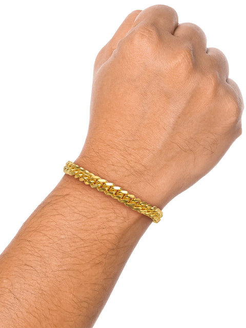 Men'S Sterling Silver 14KT Gold Plated Curb Bracelet