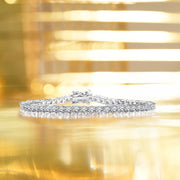 Classic 5.5 TCW round Cut Moissanite Tennis Bracelet Eternity Design in 18K White Gold over Silver