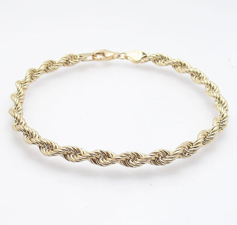 All Shiny Twisted Rope Bracelet with Lobster Clasp Real 18K Yellow Gold