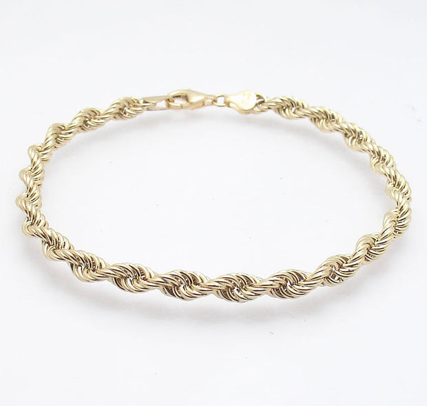 All Shiny Twisted Rope Bracelet with Lobster Clasp Real 18K Yellow Gold