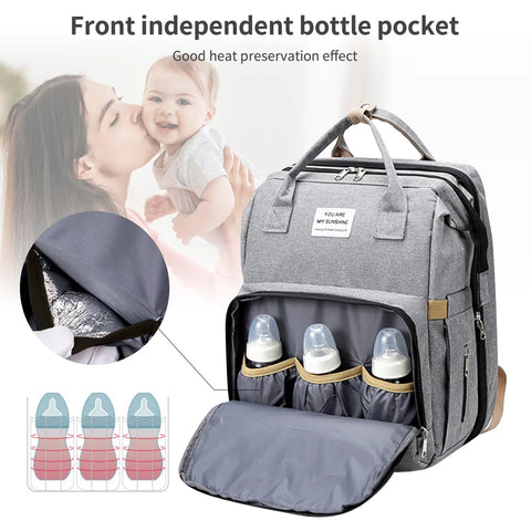 Diaper Bag Backpack,Multifunction 3 in 1 Waterproof Travel Back Pack,Baby Changing Bags with Changing Pad, Stroller Straps, Unisex, Grey