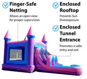 Kids Inflatable Water Slide Bounce House Combo with Blower, Pink