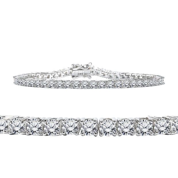 Classic 5.5 TCW round Cut Moissanite Tennis Bracelet Eternity Design in 18K White Gold over Silver