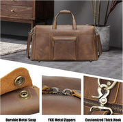 Thick Full Grain Leather Duffle Bag for Men Big Travel Overnight Weekend Sports Gym Bag