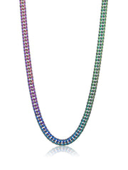 Iridescent Stainless Steel 8Mm Curb Chain Necklace 24"