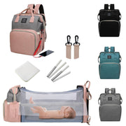 Diaper Bag with Changing Station,Diaper Bag Backpack，7 in 1 Travel Diaper Bag,Mommy Bag with USB Charging Port (Pink-Grey)