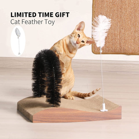 Cat Self Groomer, 2.0 Version Cat Arch Face Scratcher with Scratcher Pad, Cats Back Grooming Massager Toy Brush for Indoor Kitten and Small Dog