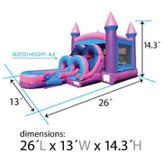 Kids Inflatable Water Slide Bounce House Combo with Blower, Pink