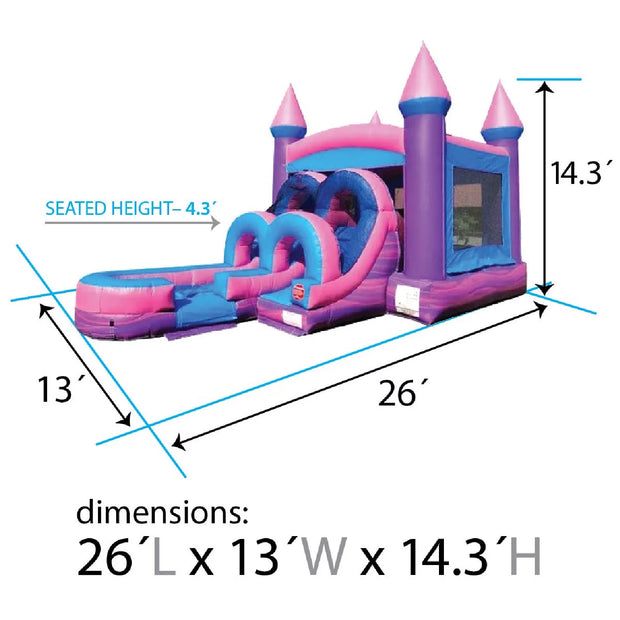 Kids Inflatable Water Slide Bounce House Combo with Blower, Pink