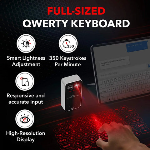 Laser Keyboard - Bluetooth Laser Projection Keyboard and Mouse for Iphone and Android Smartphones, Tablets, and More