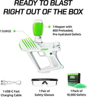 SURGE 1.5, Electric Green, Water-Based Gellet Blaster with 10,000 Electric Green Gellet Pack