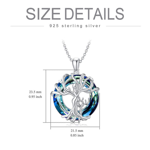 Mom Daugther Jewelry for Women Necklace Sterling Silver Tree of Life Mother and 1 Child Family Tree Pendant Necklaces with Blue Crystal Jewelry Gifts for Her Women Mom Birthday Anniversary