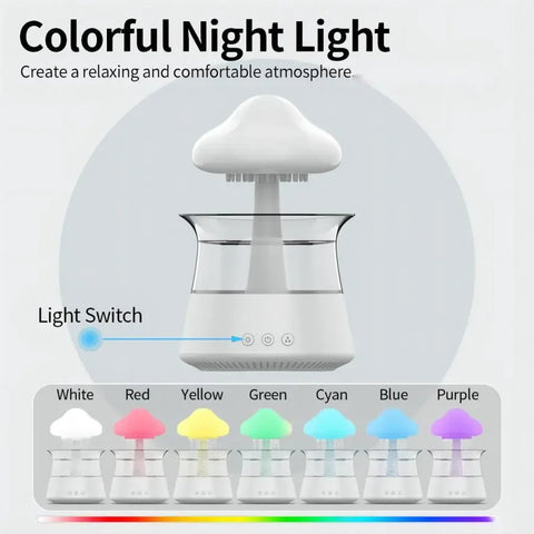 Relax Cloud Rain Diffuser: Ultrasonic Aromatherapy Humidifier with Colorful Lamp