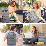 Laptop Backpack for Women & Men, Unisex Travel Anti-Theft Work Bag, Business Computer College Backpacks Purse, Casual Hiking Outdoor Carry on Daypack with Lock, Fits 15.6 Inch Laptop, Grey