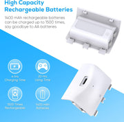 Cooling Fan with Charging Stand for Xbox Series S Console and Controller, Dual Charger Dock Accessories with 2 X 1400Mah Rechargeable Battery and Cover, Headphone Mount for Xbox Series S, White