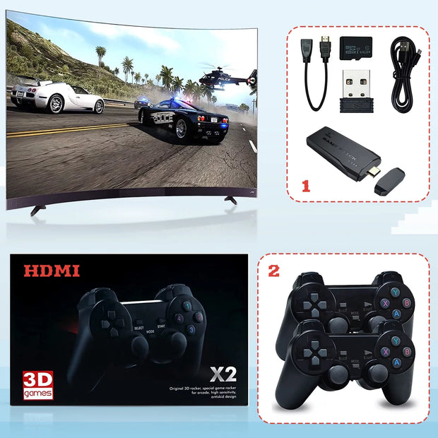 Retro Video Game Console with 10888 Games Wireless 4K 64GB Arcade Classic Game Console with 2 Joysticks Gaming Console and Controller for TV