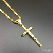 Crucifix Cross Necklace for Men & Women Gold 24K Style Plated Lobster Clasp Easter Gift - 20"