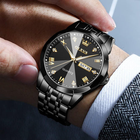 Watch Men Watches for Men Mens Watches Big Face Blue/Silver/Gold/Black/Grey Dial Mens Watch Waterproof Stainless Steel Casual Business Quartz Dress Diamond Luxury Watch with Day and Date