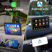 2023 Newest  Portable Car Radio with Apple Carplay and Android Auto, Wireless Car Stereo 7" IPS Touchscreen with Bluetooth Hands-Free/Mirror Link/Siri Assistant, Windshield Mounted