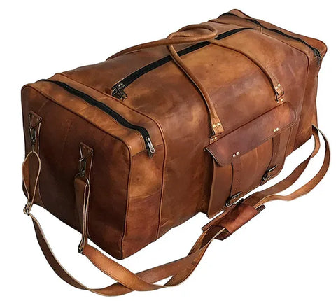 Large Leather 32 Inch Luggage Handmade Duffel Weekender Travel Overnight Carry One Duffel Bag for Men Gift for Him