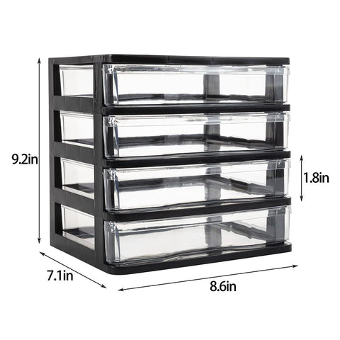 Small Black Transparent Cosmetic Makeup Organizer with Drawers, Plastic Skincare Makeup Storage Box Bathroom Countertop Nail Polish Lipsticks Holder Desktop Sundry Storage Case