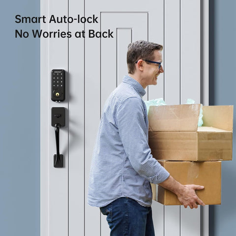 Smart Door Lock,  Wifi Smart Locks Keyless Entry Door Lock Digital Electronic Keypad Deadbolt Bluetooth Touchscreen Auto Lock with Gateway Hub Work with Alexa for Home Security