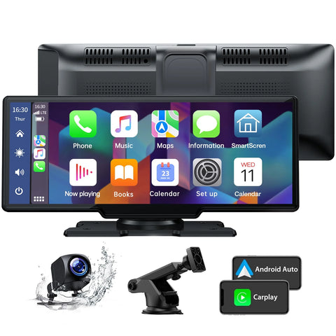 Wireless Car Stereo Apple Carplay with 1080P Rear Camera,9.26" Portable Touchscreen Car Play Screen for Car, Car Radio Receiver with Android Auto,Gps Navigation,Bluetooth,Airplay, Fm,Si