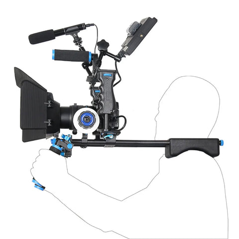 DSLR Rig Video Stabilizer Kit Film Equipment Matte Box+Dslr Cage+Shoulder Mount Rig+Follow Focus for DSLR Camera Camcorder