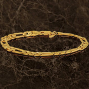 4Mm & 7Mm Figaro Chain Bracelet 24K Gold Plated for Men and Women