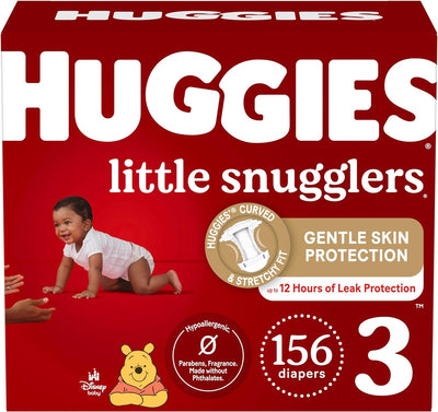 Size 3 Diapers, Little Snugglers Baby Diapers, Size 3 (16-28 Lbs), 156 Ct (6 Packs of 26)