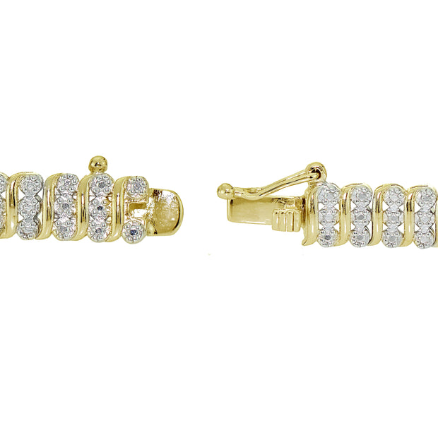 Gold Tone 0.25Ct Diamond S Pattern Tennis Bracelet