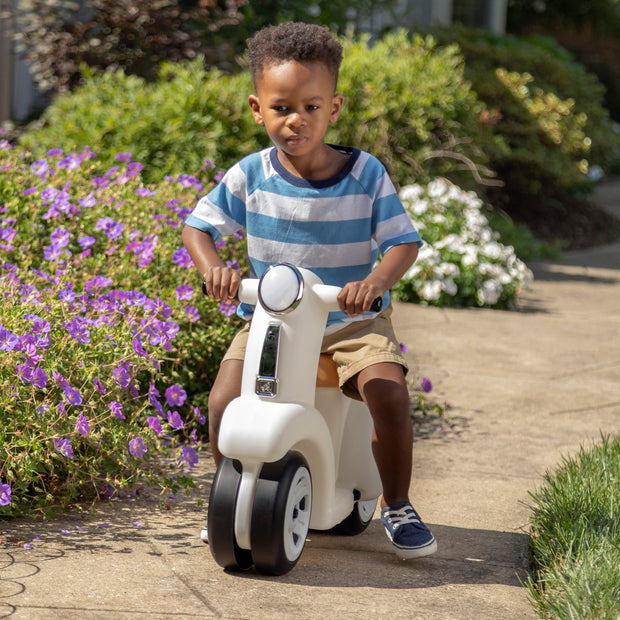 Ride along White Scooter Foot to Floor Ride on Toy for Toddlers