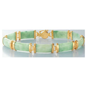 Green Jade "Good Fortune" Bracelet in 18Kt Gold over Sterling, Women'S, Adult