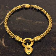 “Love Heart” 4Mm Wheat Chain Bracelet for Women 24K Gold Plated