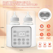 Baby , 9 in 1 Double Bottles Milk Warmer for Baby, Fast Food Heater & Defrost Warmer with Timer, LCD Display, Timer & 24H Temperature Control for Breastmilk & Formula