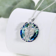 Mom Daugther Jewelry for Women Necklace Sterling Silver Tree of Life Mother and 1 Child Family Tree Pendant Necklaces with Blue Crystal Jewelry Gifts for Her Women Mom Birthday Anniversary