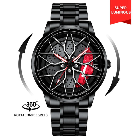 For NEKTOM VIP Client Steel Strap Spinning Luminous Car Wheel Watch