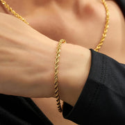 3Mm Rope Chain Bracelet 24K Real Gold Plated for Women and Men 7" 8" and 9"