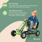 Lightning Ride on Pedal Portable Go Kart Toy with Ergonomic Adjustable Bucket Seat, Handbrake, and Sharp Handling for Boys and Girls, Green