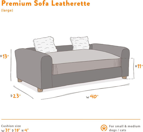 Premium Leatherette Pets Sofa, Regular, Brown, Large