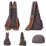 Canvas Sling Bag - Small Crossbody Backpack Shoulder Casual Daypack Rucksack for Men Women