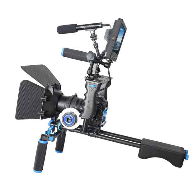 DSLR Rig Video Stabilizer Kit Film Equipment Matte Box+Dslr Cage+Shoulder Mount Rig+Follow Focus for DSLR Camera Camcorder