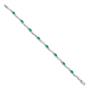 14 Karat White Gold Diamond and Emerald Bracelet