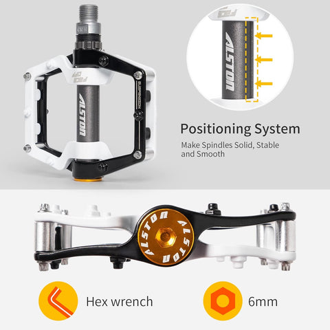 Mountain Bike Pedals Road Bicycle Pedals Non-Slip Lightweight Cycling Pedals Platform Pedals 3 Bearings Pedals for BMX MTB 9/16